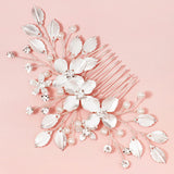 Rhinestone Flower Hair Comb Clips Pearl Bridal Wedding Hair Jewelry