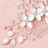 Rhinestone Flower Hair Comb Clips Pearl Bridal Wedding Hair Jewelry