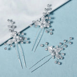 Leaf Pearl Hair Pins Set 3pcs Bridal Wedding Hair Accessories