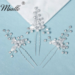 Leaf Pearl Hair Pins Set 3pcs Bridal Wedding Hair Accessories