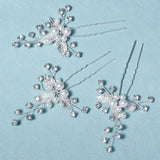 Leaf Pearl Hair Pins Set 3pcs Bridal Wedding Hair Accessories