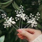 Leaf Pearl Hair Pins Set 3pcs Bridal Wedding Hair Accessories