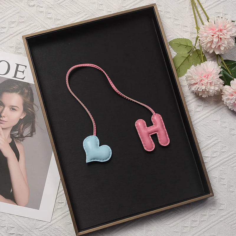 Leather Pendant Sheepskin Heart Letter Car Pendant Women's Bag Handle
