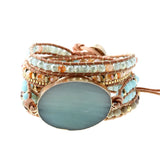 Leather Wrap Amazonite Druzy Bead Bracelet