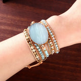 Leather Wrap Amazonite Druzy Bead Bracelet