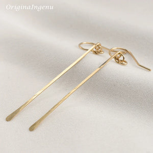 Long Bar Earrings 925 Silver/Gold Filled Hammered Jewelry