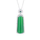 Lab Emerald Diamond Pendant 925 Silver Party Wedding Necklace