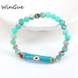 Evil Eye Enamel Tube Bracelet Colored Stone Beaded Bracelet
