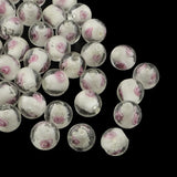 Luminous Flower Lampwork Beads 8mm 10mm 12mm Round 100pcs
