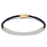 Magnetic Crystal Rhinestone Charm Leather Wrap Bracelet for Women