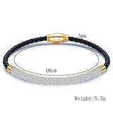 Magnetic Crystal Rhinestone Charm Leather Wrap Bracelet for Women