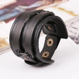 Men Bracelet Punk Brown Leather Wristband Year