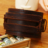 Men Bracelet Punk Brown Leather Wristband Year