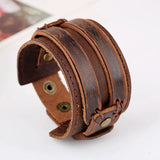 Men Bracelet Punk Brown Leather Wristband Year