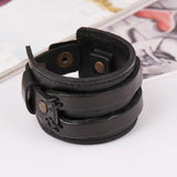 Men Bracelet Punk Brown Leather Wristband Year