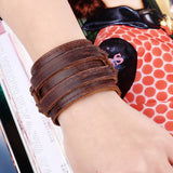 Men Bracelet Punk Brown Leather Wristband Year