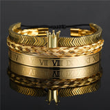 Hematite Stone Bracelet 3Pcs/Lot Crown Charms Roman Numeral