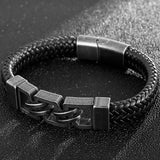 Men's Leather Bracelet Stainless Steel Hand Chain Punk Rock Wrisrband