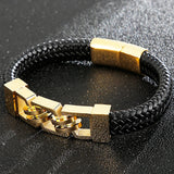 Men's Leather Bracelet Stainless Steel Hand Chain Punk Rock Wrisrband