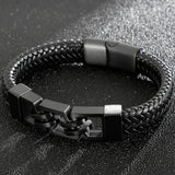 Men's Leather Bracelet Stainless Steel Hand Chain Punk Rock Wrisrband