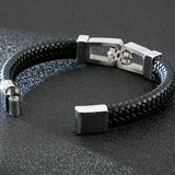 Men's Leather Wrap Bracelet with Magnet Clasp Stainless Steel
