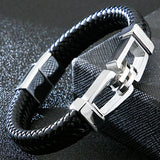 Men's Leather Wrap Bracelet with Magnet Clasp Stainless Steel