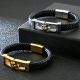 Men's Leather Wrap Bracelet with Magnet Clasp Stainless Steel