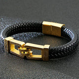 Men's Leather Wrap Bracelet with Magnet Clasp Stainless Steel