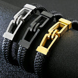 Men's Leather Wrap Bracelet with Magnet Clasp Stainless Steel