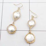 Metallic Line Wrap Pearl Earrings for Women