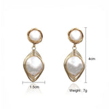 Metallic Line Wrap Pearl Earrings for Women