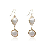 Metallic Line Wrap Pearl Earrings for Women