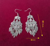Miao Silver Filigree Flower Tassel Earrings Ethnic Style