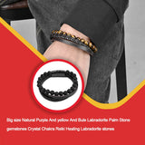 Minimalist Leather Bracelet Multi-Layered Volcanic Stone Wrist Band