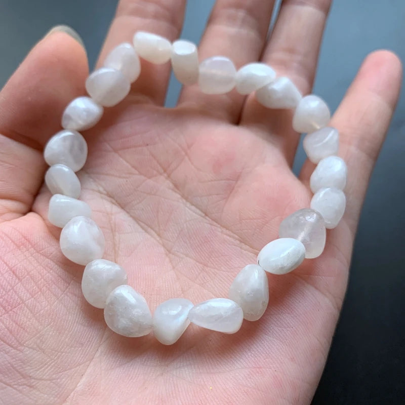 Moonstone Bracelet Natural Tumbled Stone Strand Spiritual Healing Beads