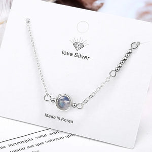 Moonstone Bracelet Charm with Natural Crystal 925 Silver Beads