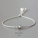 Moonstone Bracelet 925 Silver with Crystal Beads for Women