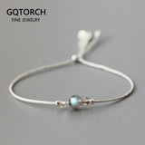 Moonstone Bracelet 925 Silver with Crystal Beads for Women