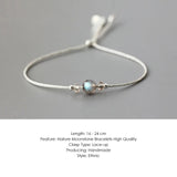 Moonstone Bracelet 925 Silver with Crystal Beads for Women