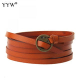 Multilayer PU Leather Snap Button Charm Bracelet Vintage Long Bangles