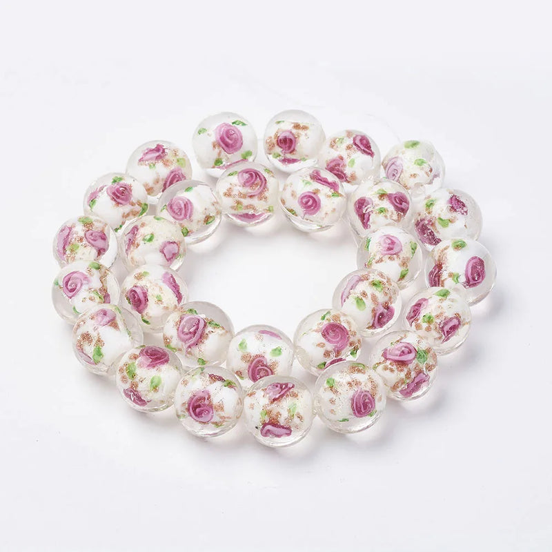 Mushroom Flower Lampwork Beads Strand Glass Loose Bead Spacer Charms