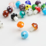 Green Lampwork Glass Mushroom Beads for DIY Jewelry Making