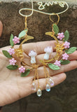 Mushroom Golf Moon Fairy Earrings Dangle Drop