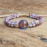 African Stone Beaded Yoga Wrap Bracelet Stainless Steel Tree of Life Charm
