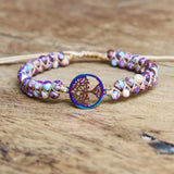 African Stone Boho Yoga Wrap Bracelet with Tree of Life Charm