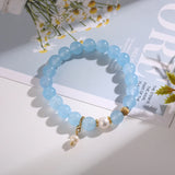 Navy Stone Pearl Beaded Bracelet for Women Girls