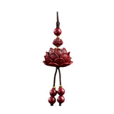 Cinnabar Lotus Car Keychain Chinese Lucky Phone Chain Bag Pendant