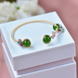 Colorful Tourmaline Chalcedony Bead Bracelet for Women