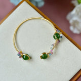 Colorful Tourmaline Chalcedony Bead Bracelet for Women
