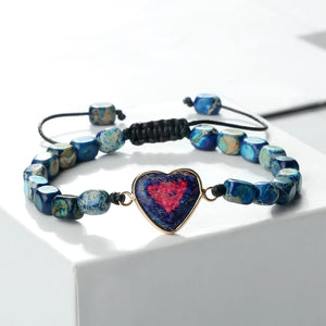 Natural Emperor Stone Bracelet Heart Energy Beads Rope Braid Jewelry